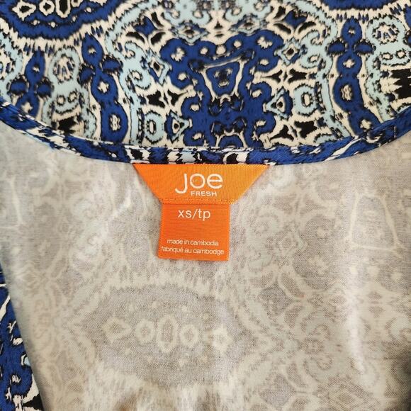 JOE FRESH Blue Geometric Print Sleeveless Shift Summer Mini Dress Size XS - Picture 6 of 10